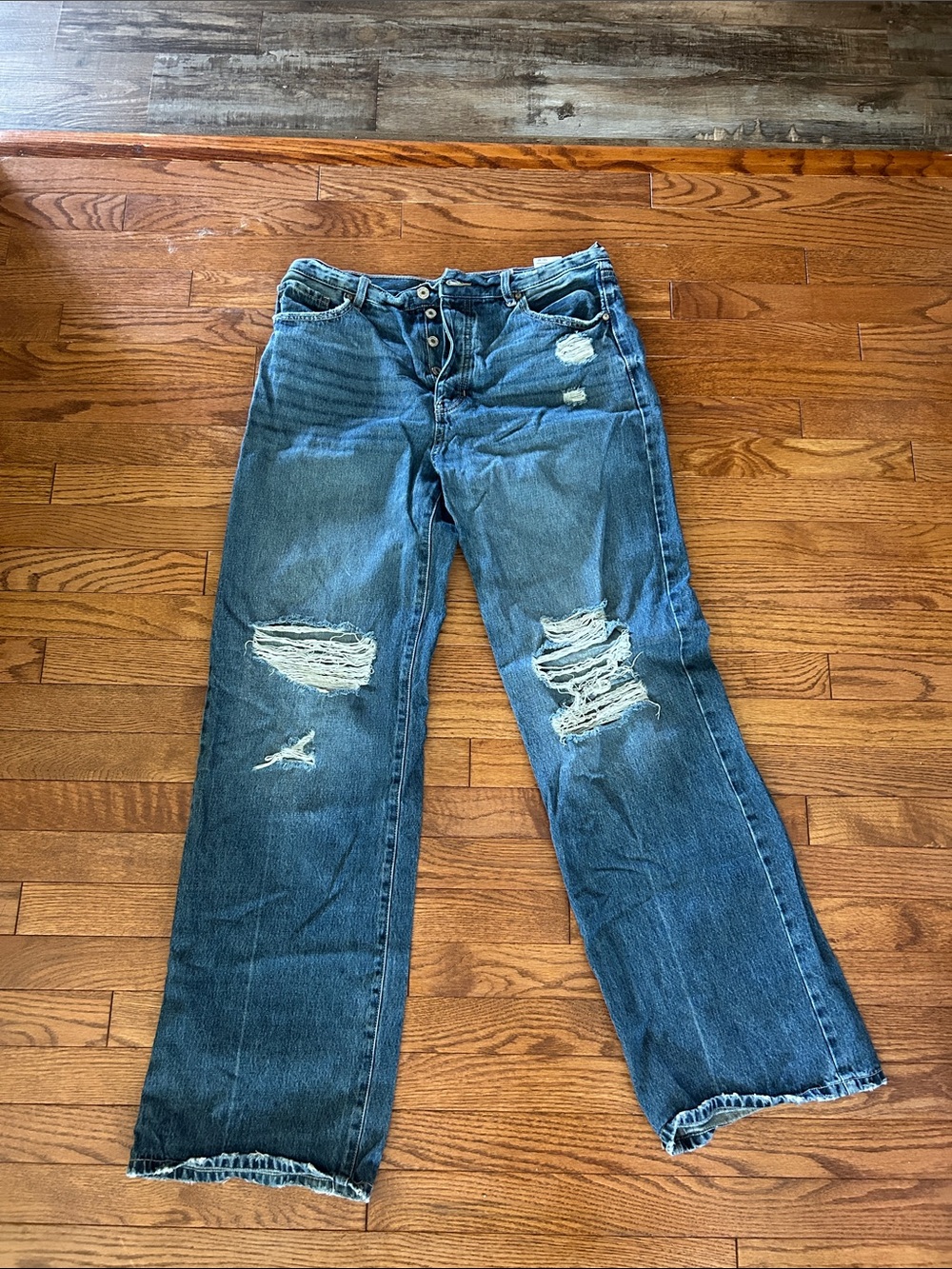 Kancan wide leg distressed jeans